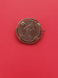 Broche ancienne pièce République Française, monture ronde, vintage médaille