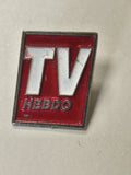 Pin's ancien rétro TV Hebdo, badge vintage collection années 80-90 rare presse