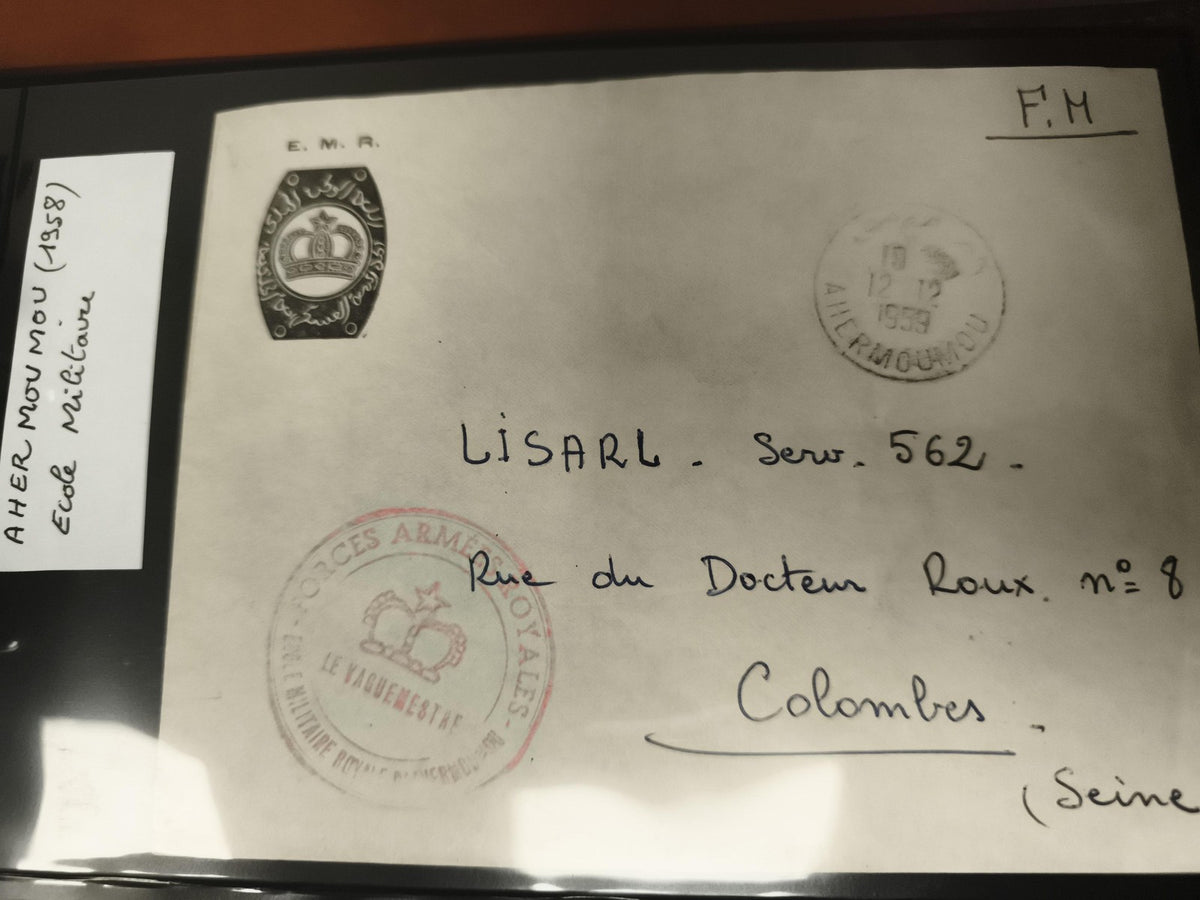 Lettre militaire Maroc 1958 cachets Ahermoumou FM armées philatélie