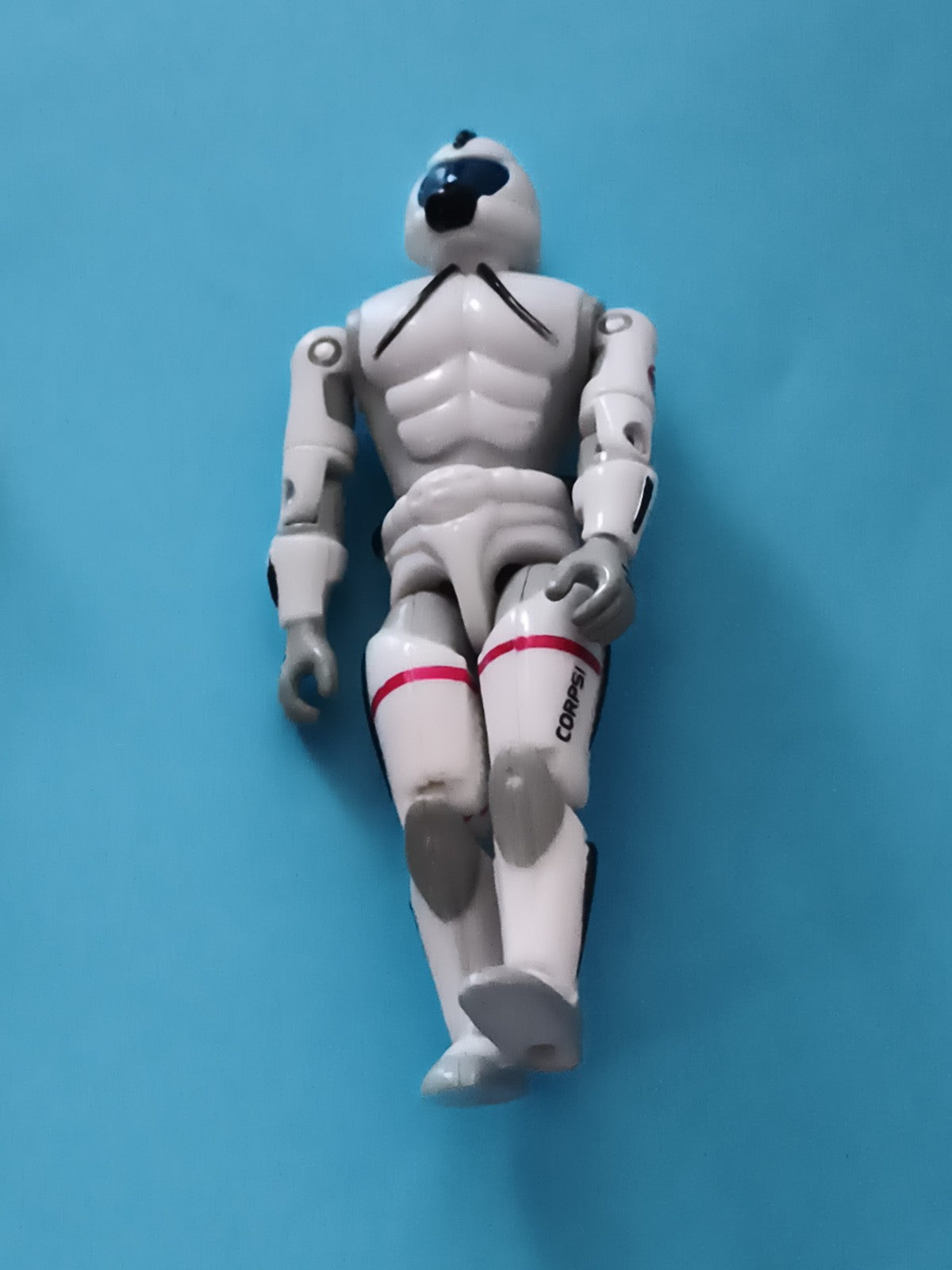 Figurine articulée COPS GI Joe blanc gris robot années 80 vintage toy