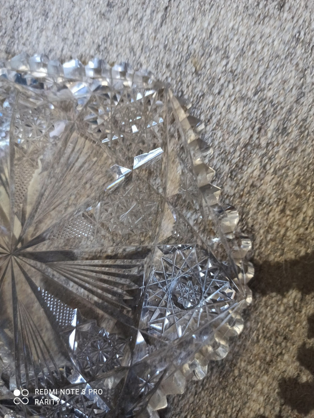 Coupe ancienne en cristal taillé lourd décor étoilé 16 cm centre de table