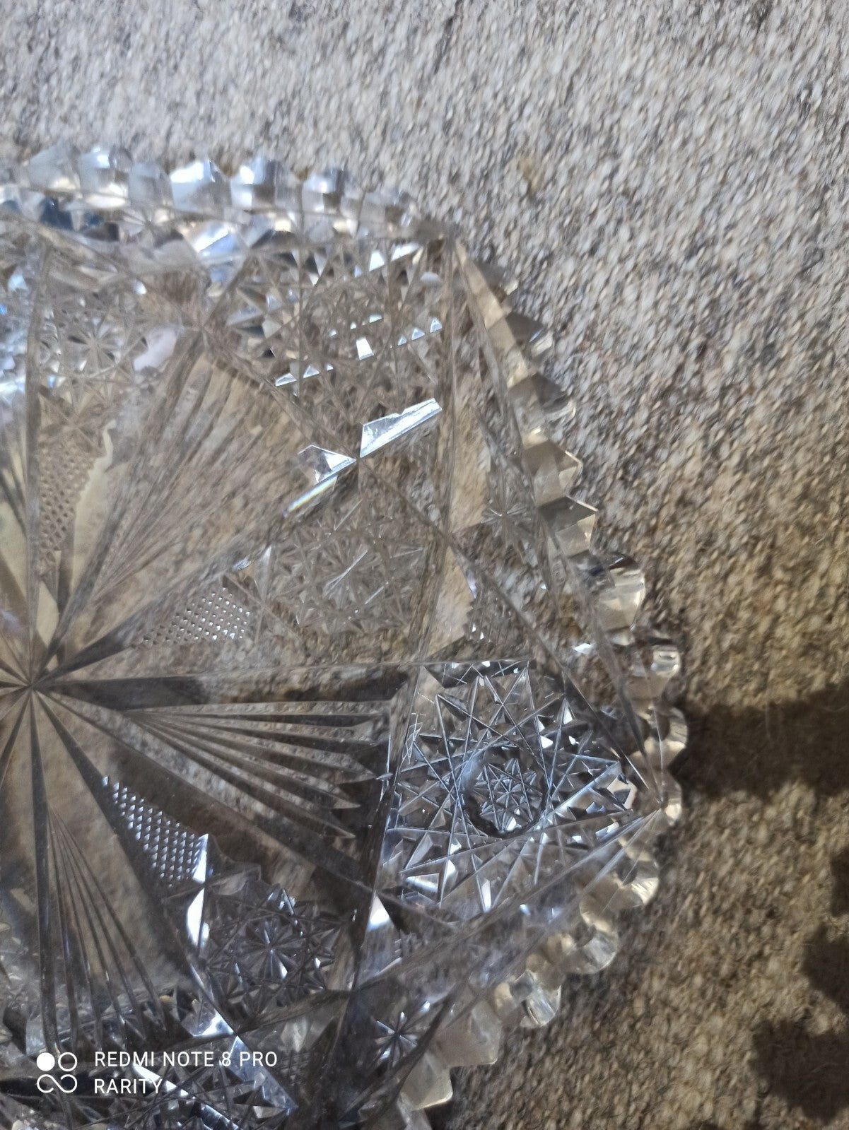 Coupe ancienne en cristal taillé lourd décor étoilé 16 cm centre de table