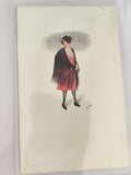 Carte postale ancienne femme Années 20 robe rose CPA illustration rétro