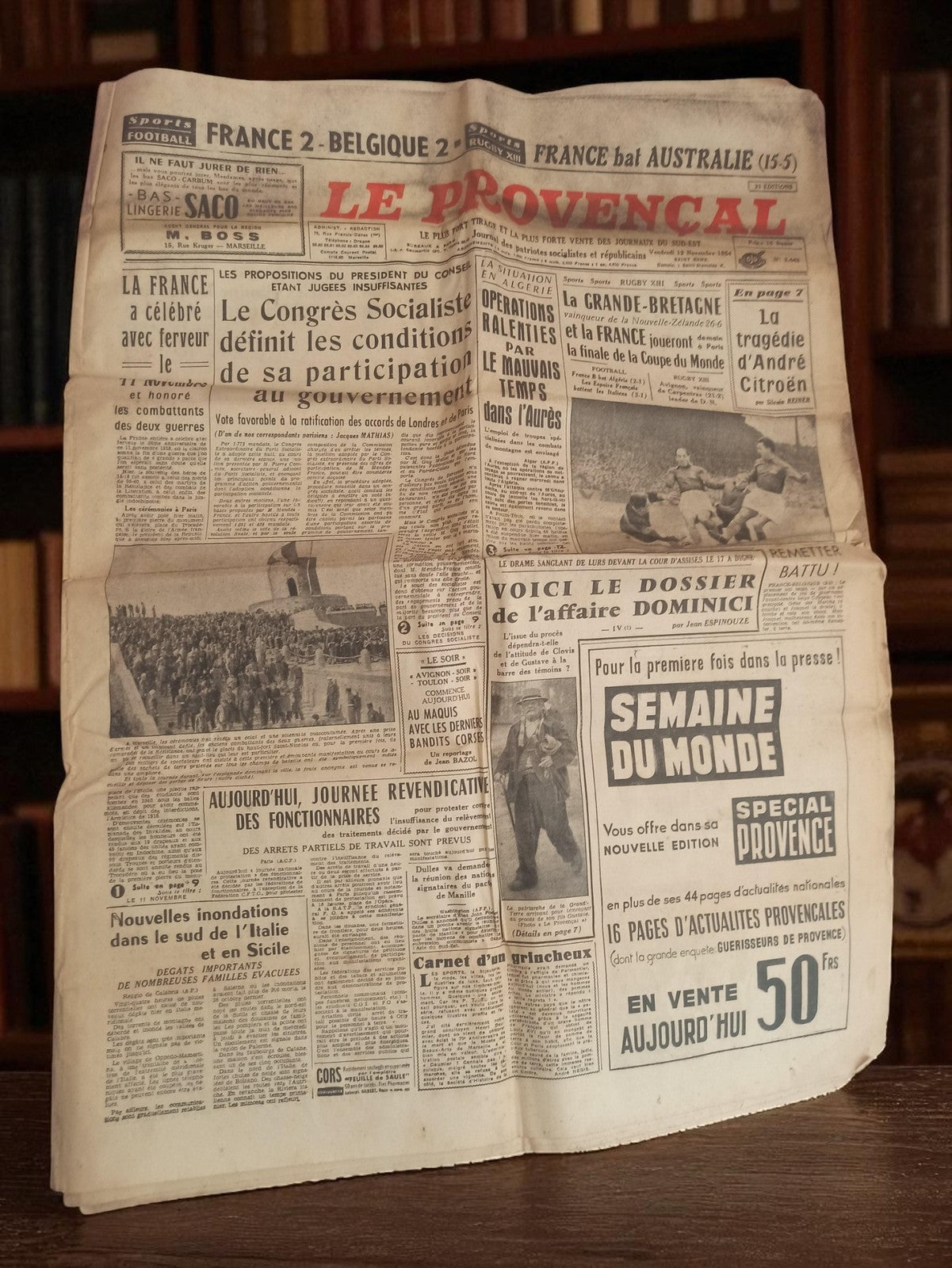 Journal ancien Le Provençal années 1950 presse vintage rétro France