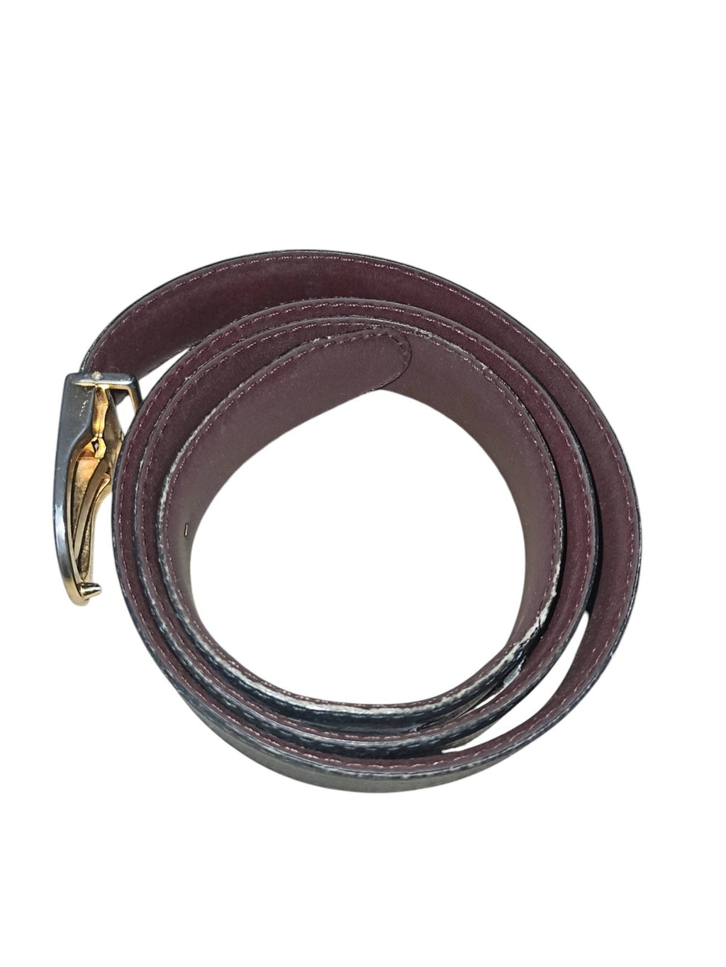 Ceinture vintage Pierre Cardin cuir noir boucle dorée rétro homme