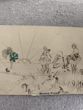 CPA dessin humoristique Singulière rencontre soleil encre plume