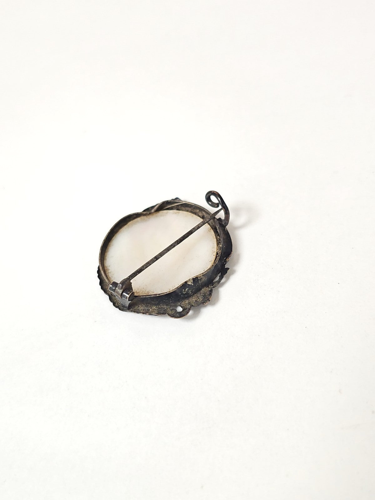 Antique vintage mortuary brooch, funeral curiosity, rare cabinet collection