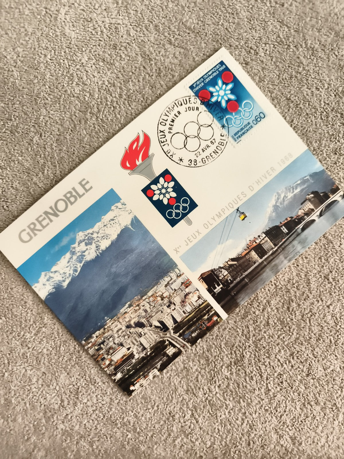 Lettre Premier Jour Grenoble Jeux Olympiques 1968 oblitération timbre philatélie