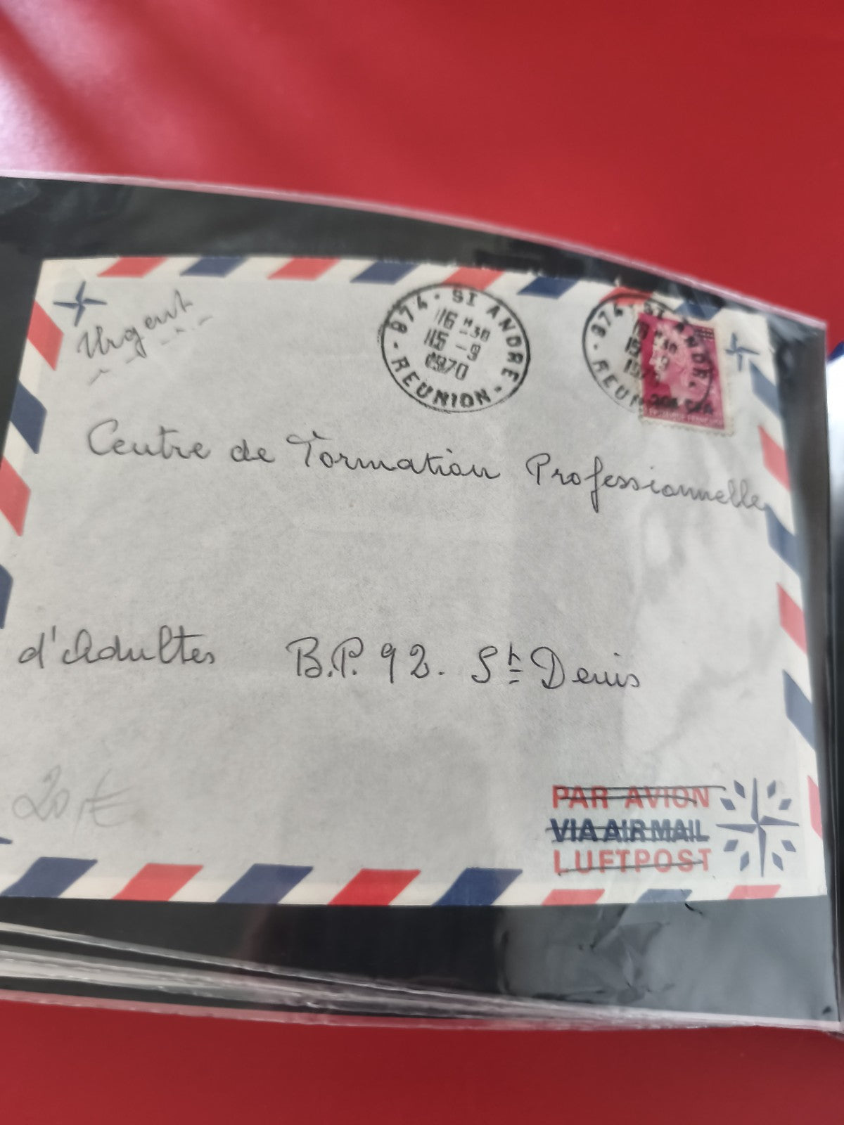 Ancienne enveloppe oblitérée Réunion Par Avion philatélie vintage collection