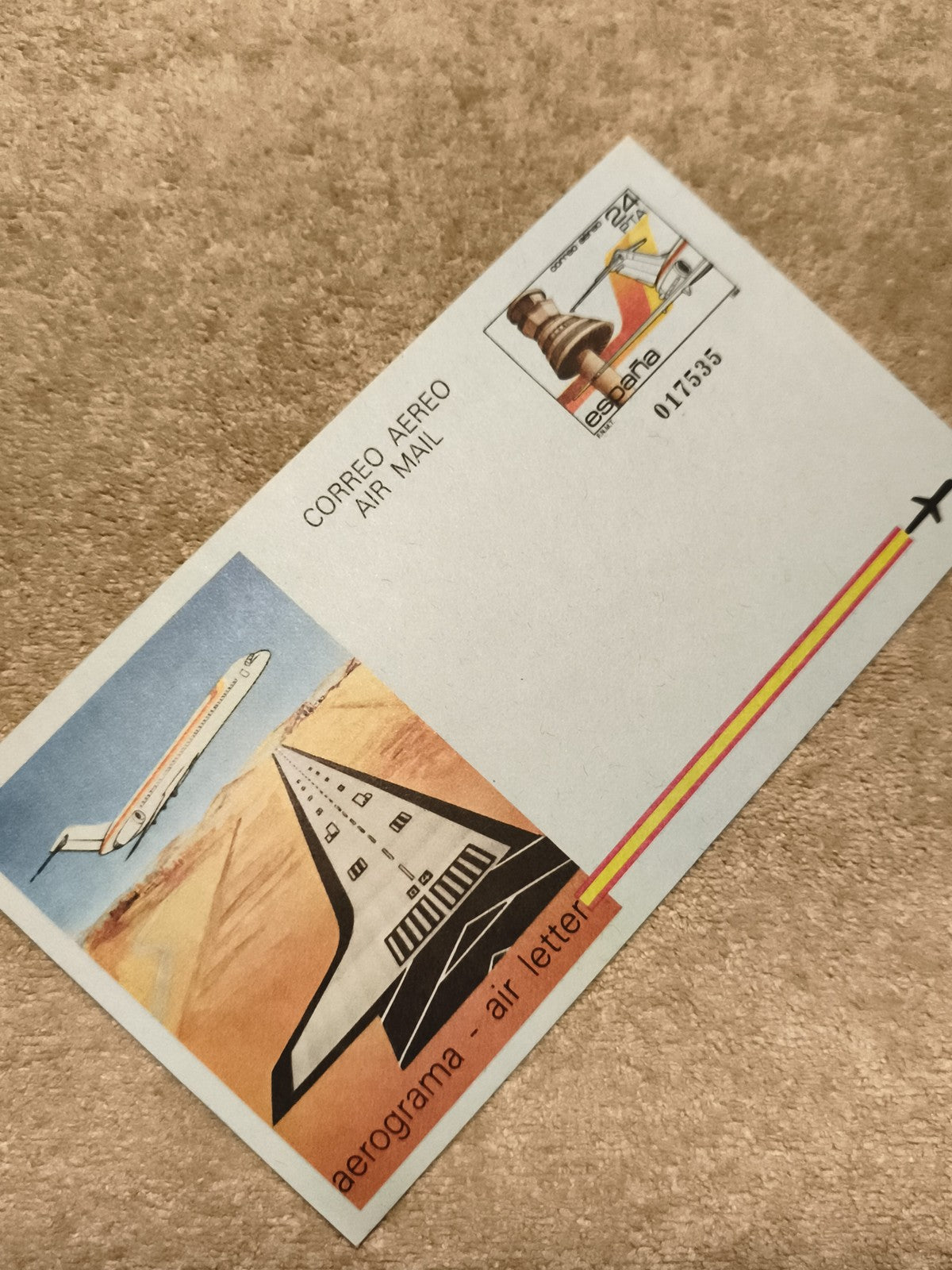 Aerogramme Espagne avion illustration piste philatélie air mail (Ref 27)