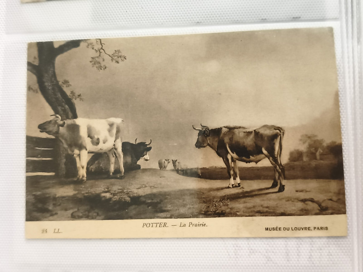Carte postale ancienne Musée du Louvre Potter La Prairie vaches LL CPA vintage