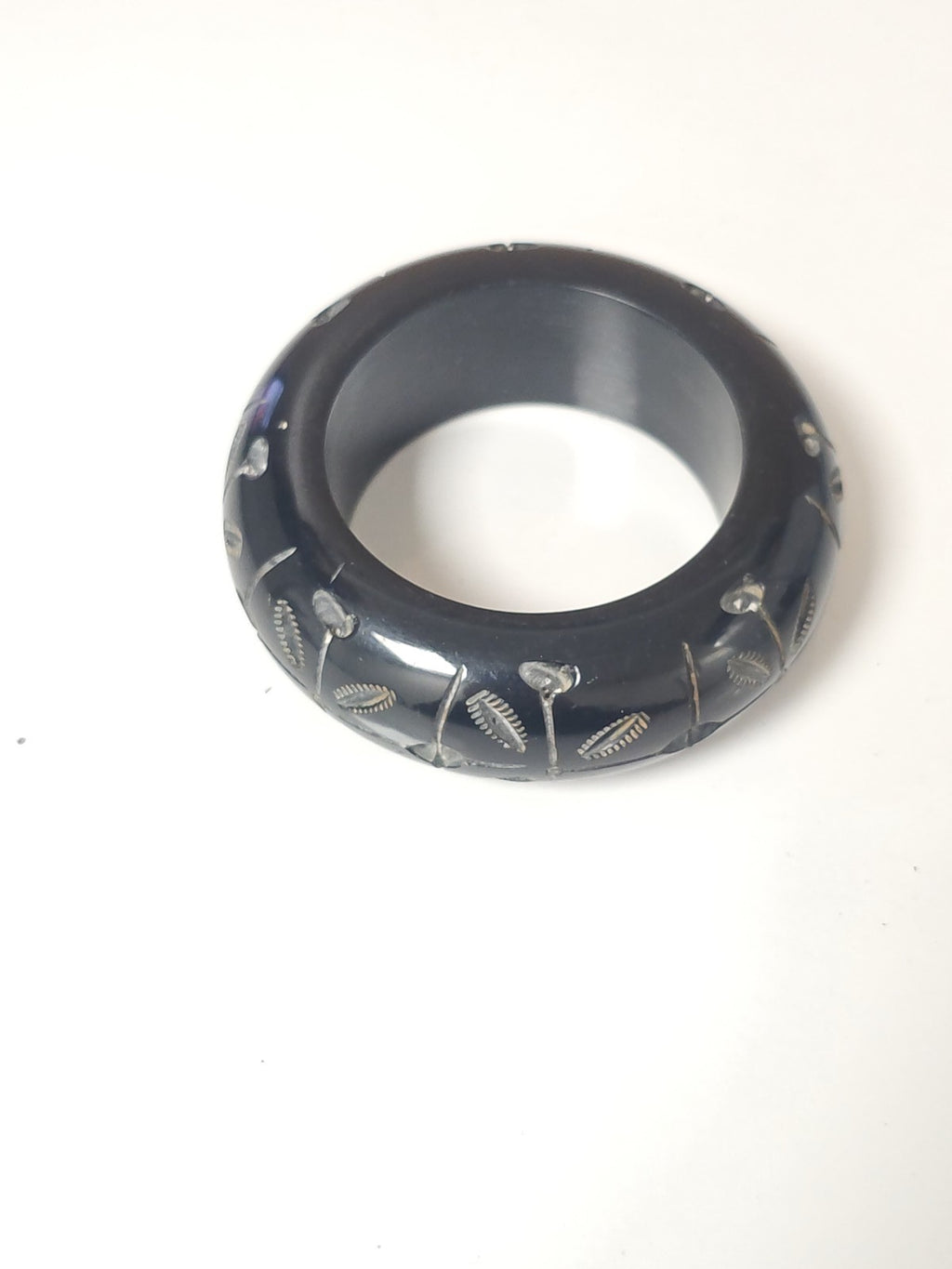 Bracelet jonc bakélite noire années 30 élégant bijou rétro art déco femme