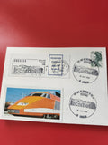 Carte postale philatélie TGV SNCF Longueau Picardie timbres oblitérés train