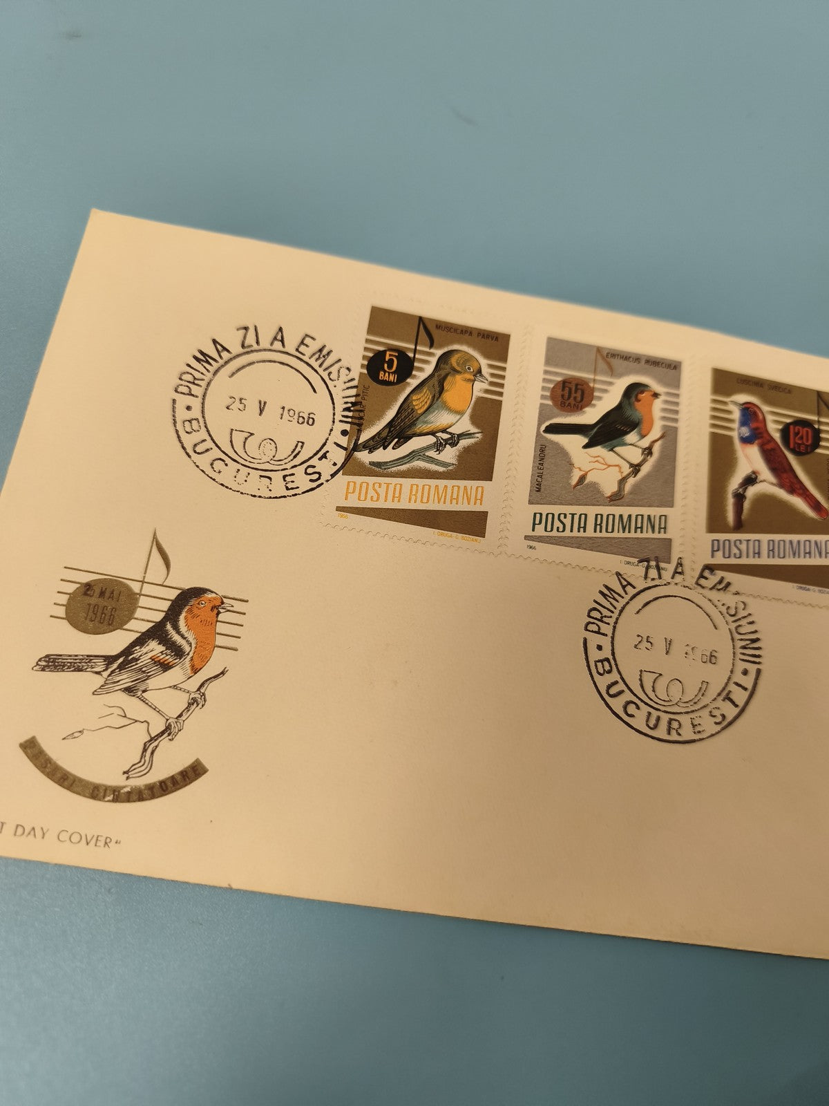 Enveloppe FDC premier jour d?émission 1966 timbres oiseaux Posta Romana