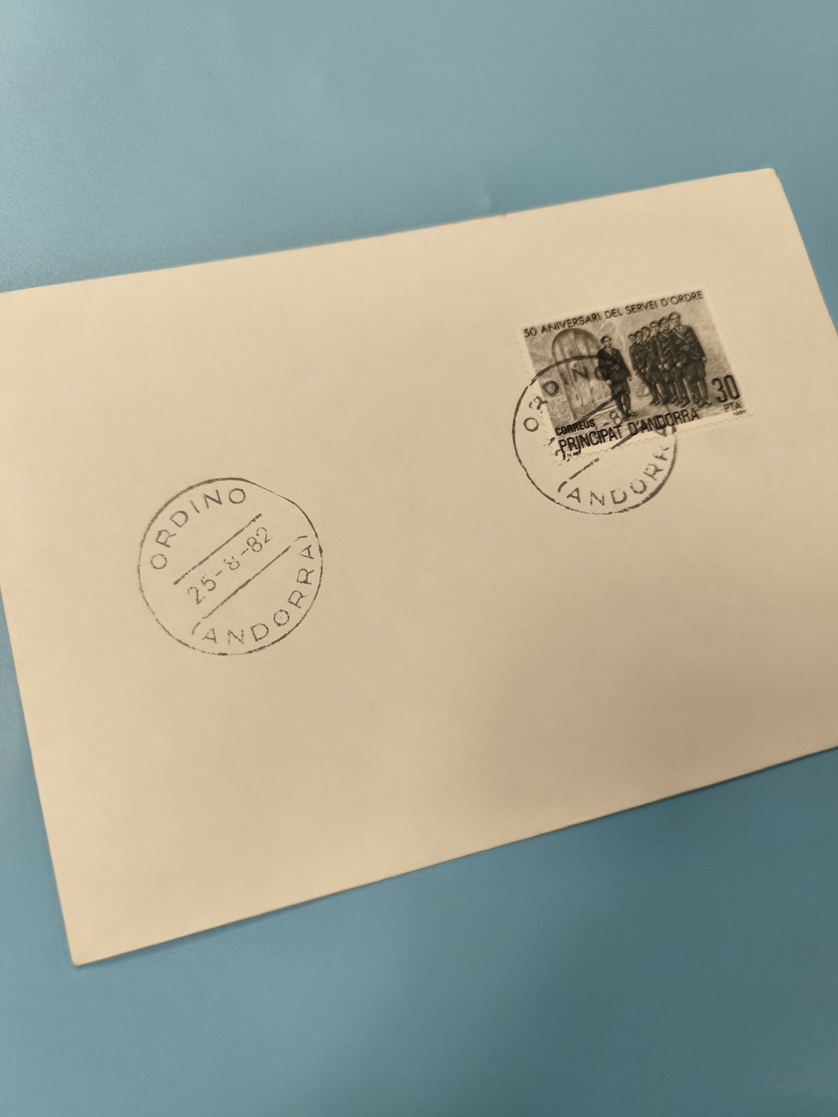 Ancienne enveloppe timbrée Andorre 1982 oblitérée philatélie collection