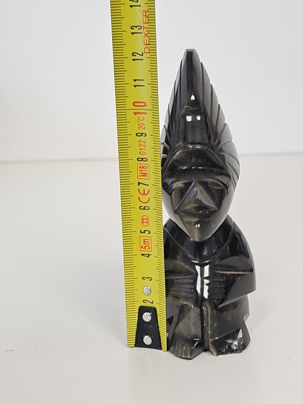 Vintage statuette obsidienne sculptée main Ancienne style Maya Aztec collection