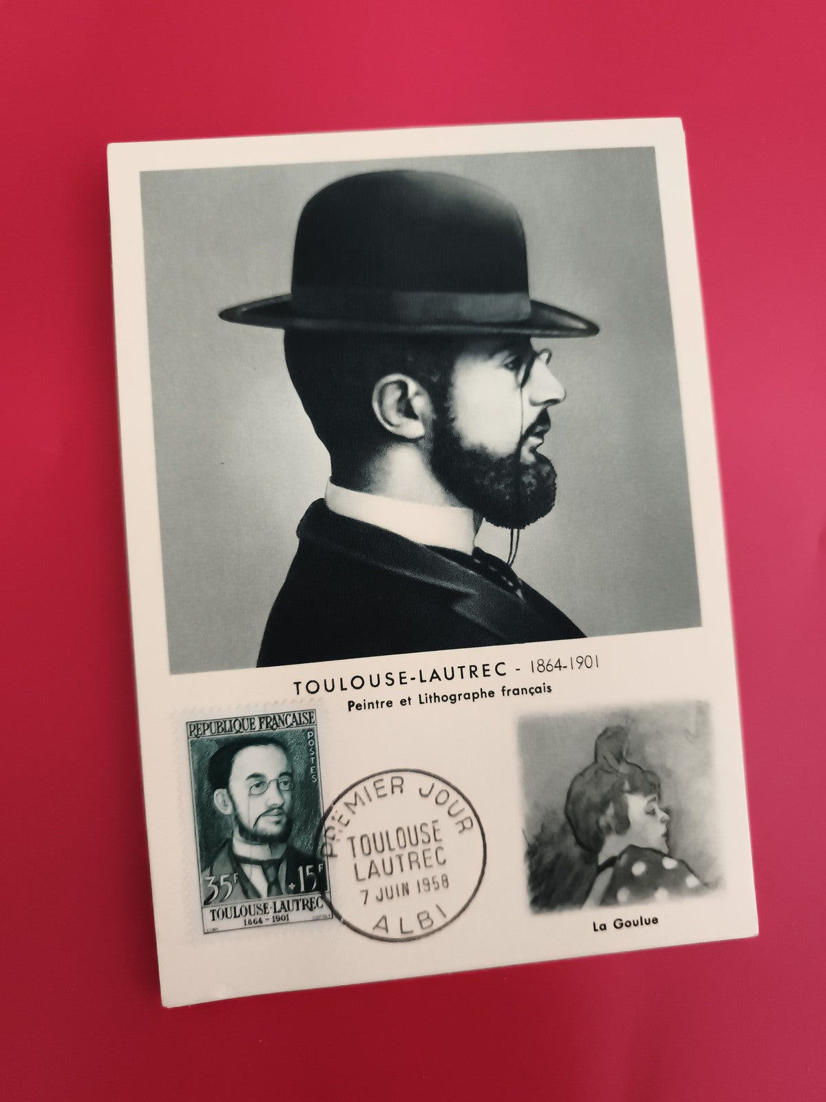 Carte FDC Toulouse-Lautrec 1958 timbre Premier Jour Albi philatélie artiste