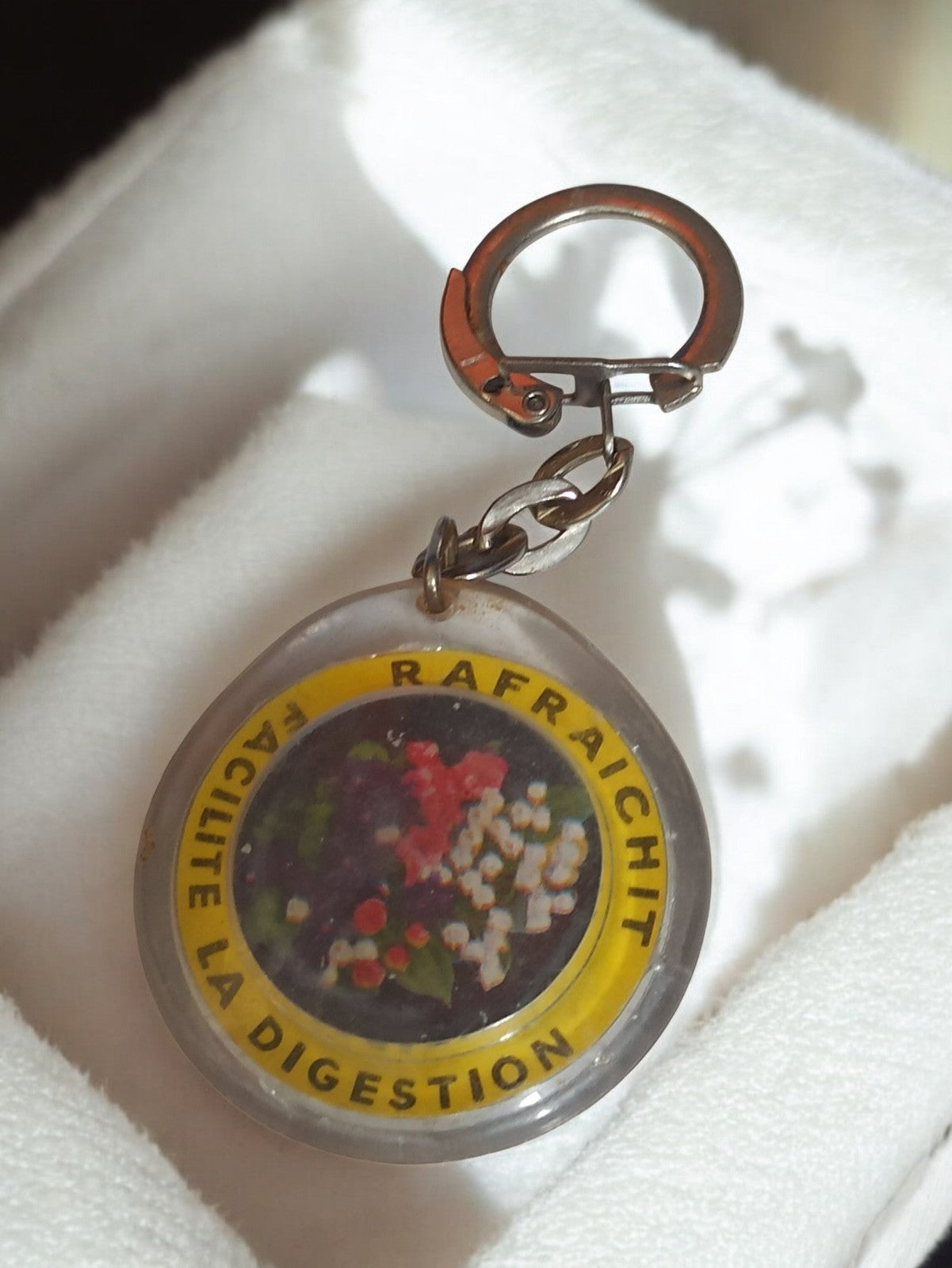 Porte-clés publicitaire vintage ancien rond, rétro collection, rare, digestion