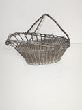 Petit panier vintage en métal argenté artisanal, ancien, marque Ancienne déco ré
