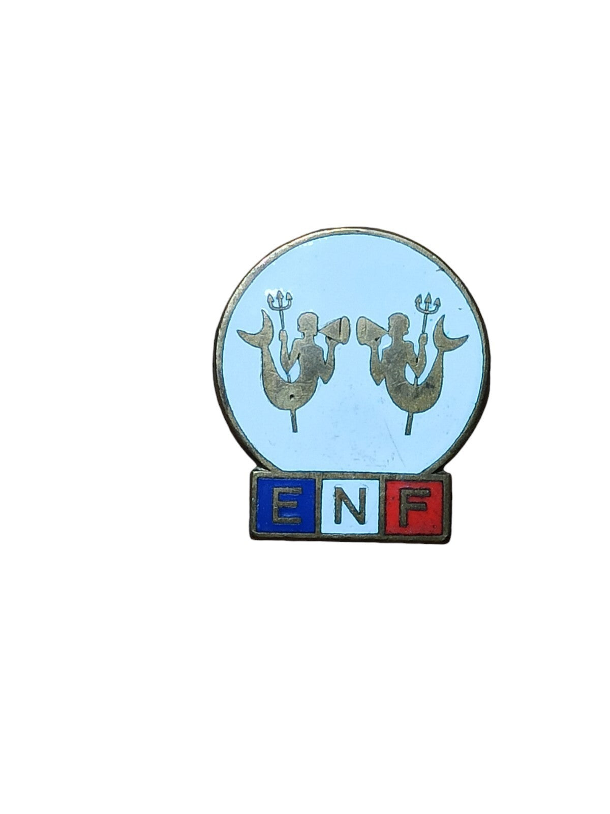 Badge vintage ENF Secrétariat Jeunesse Sport sirènes trident France