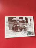 Carte postale philatélie omnibus à impériale 1890 timbre et cachet visible