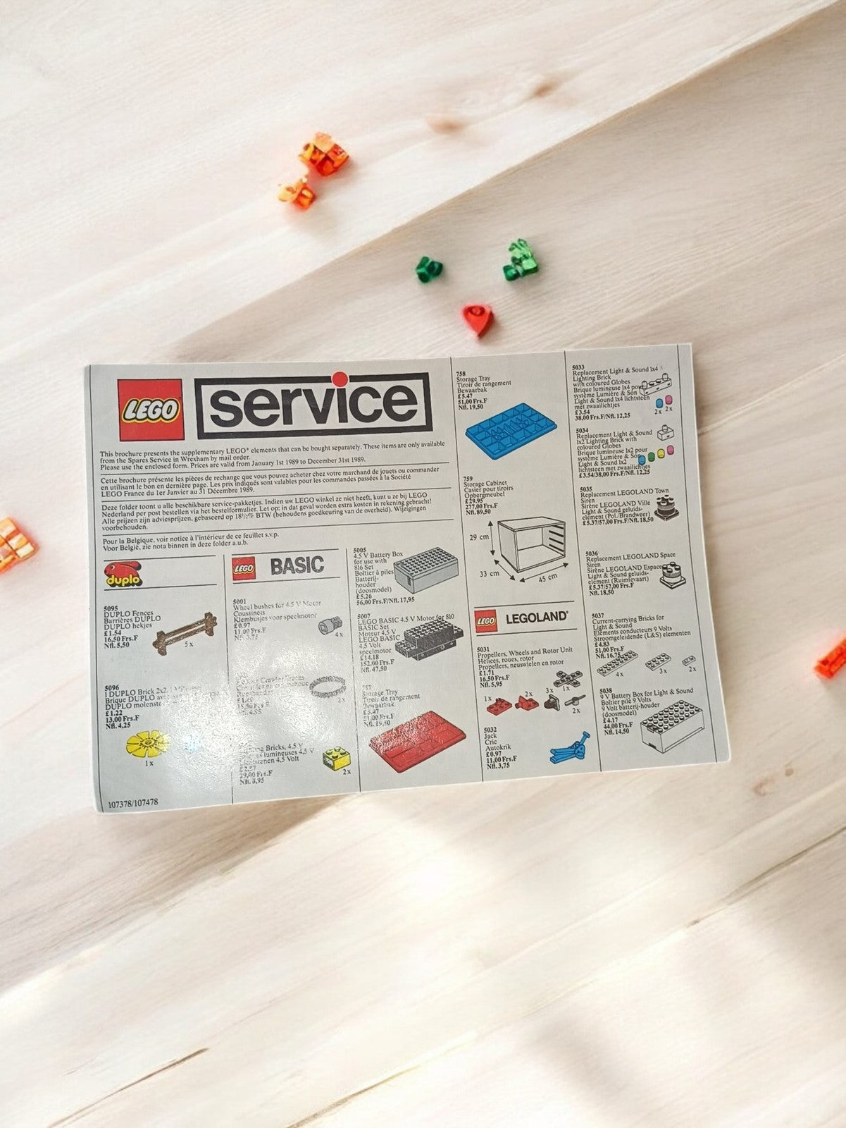 Livret LEGO service vintage années 80, brochure pièces détachées, publicité rare