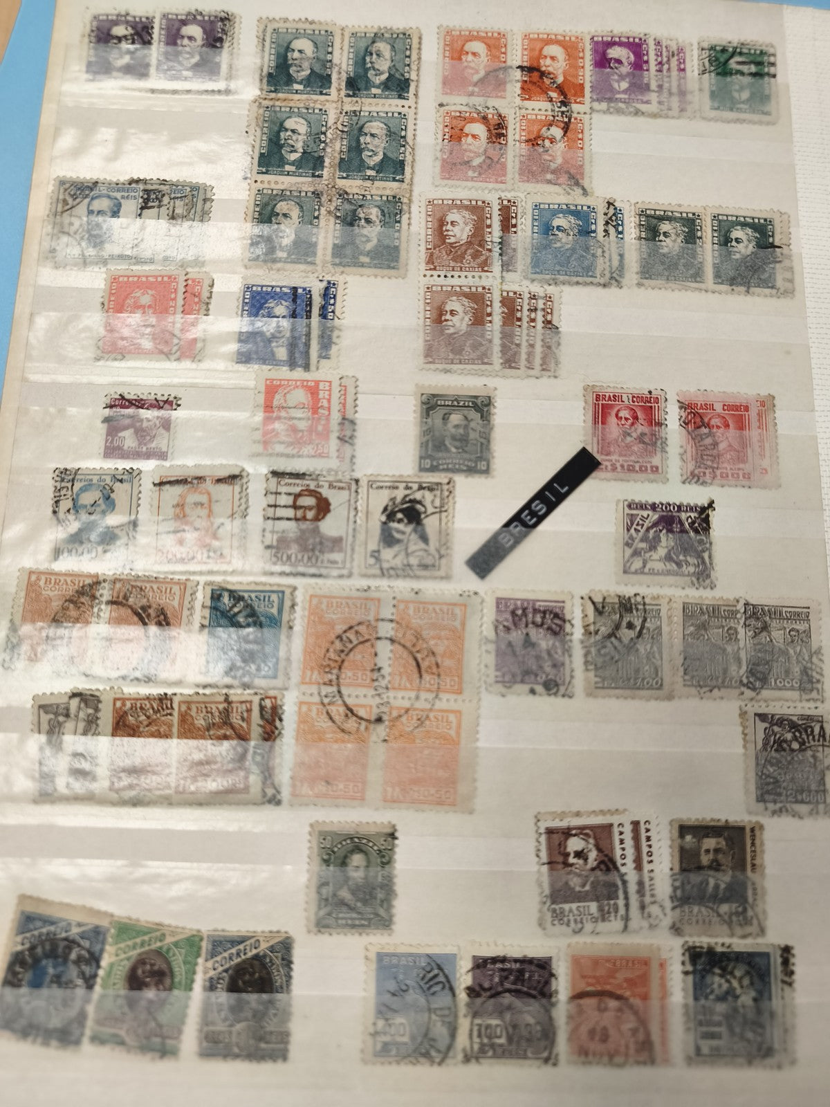 Lot anciens timbres oblitérés Brésil collection philatélie variés couleurs