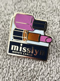 Pin's vintage Misslyn Monte Carlo maquillage émail, lipstick vernis (Ref 5)