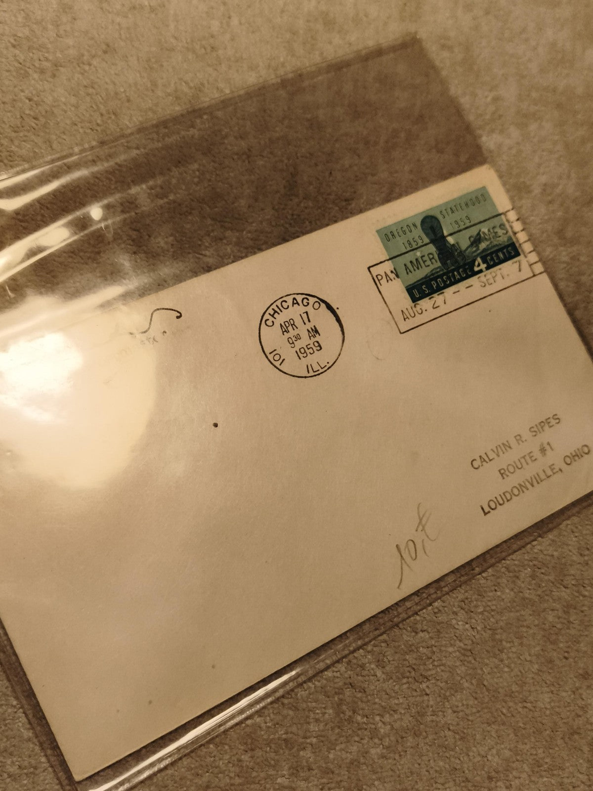 Lettre affranchie USA 1959 timbre Oregon Statehood 4c Chicago Loudonville philat