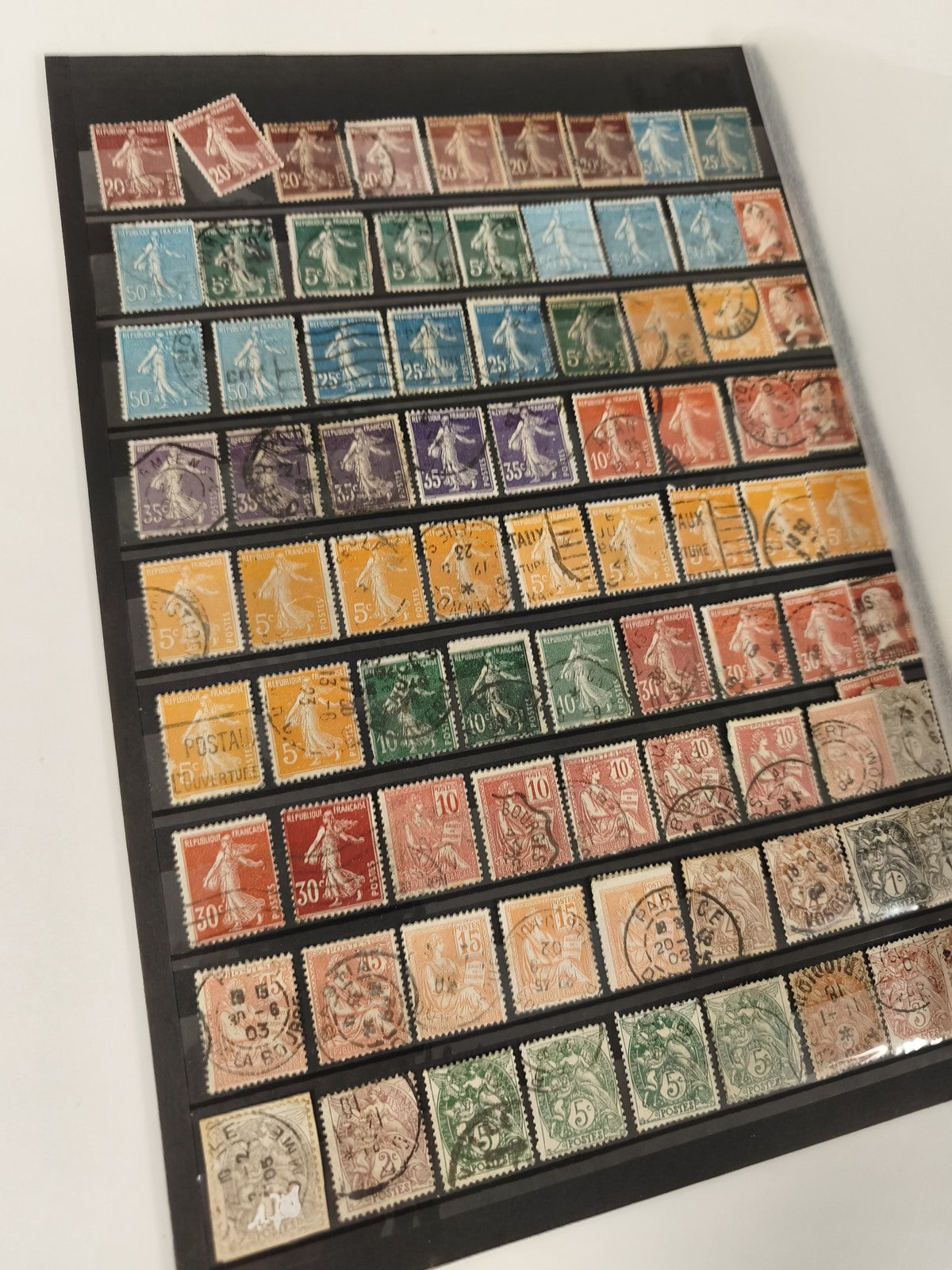 Lot de timbres anciens France, variétés couleurs, oblitérés collection philatéli