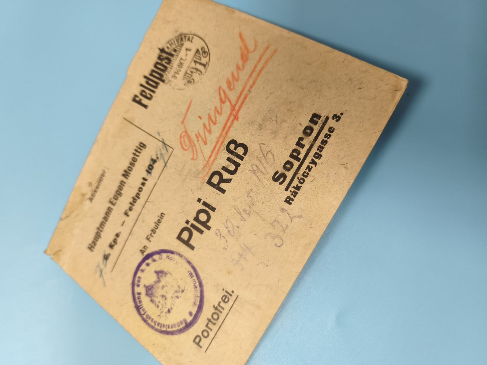 Ancienne enveloppe Feldpost WW1 1915, correspondance militaire, philatélie