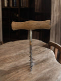 Tire-bouchon ancien vintage bois et métal, accessoire rétro caviste