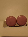 Paire boucles d’oreilles vintage rondes rose, clip rétro années 70