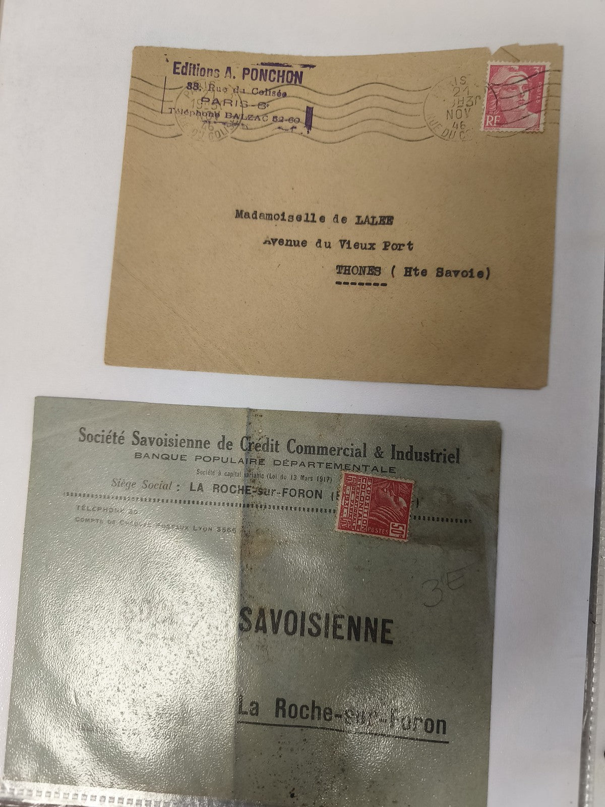 Lot anciennes enveloppes philatélie timbrées France, années 30-50, cachets visib