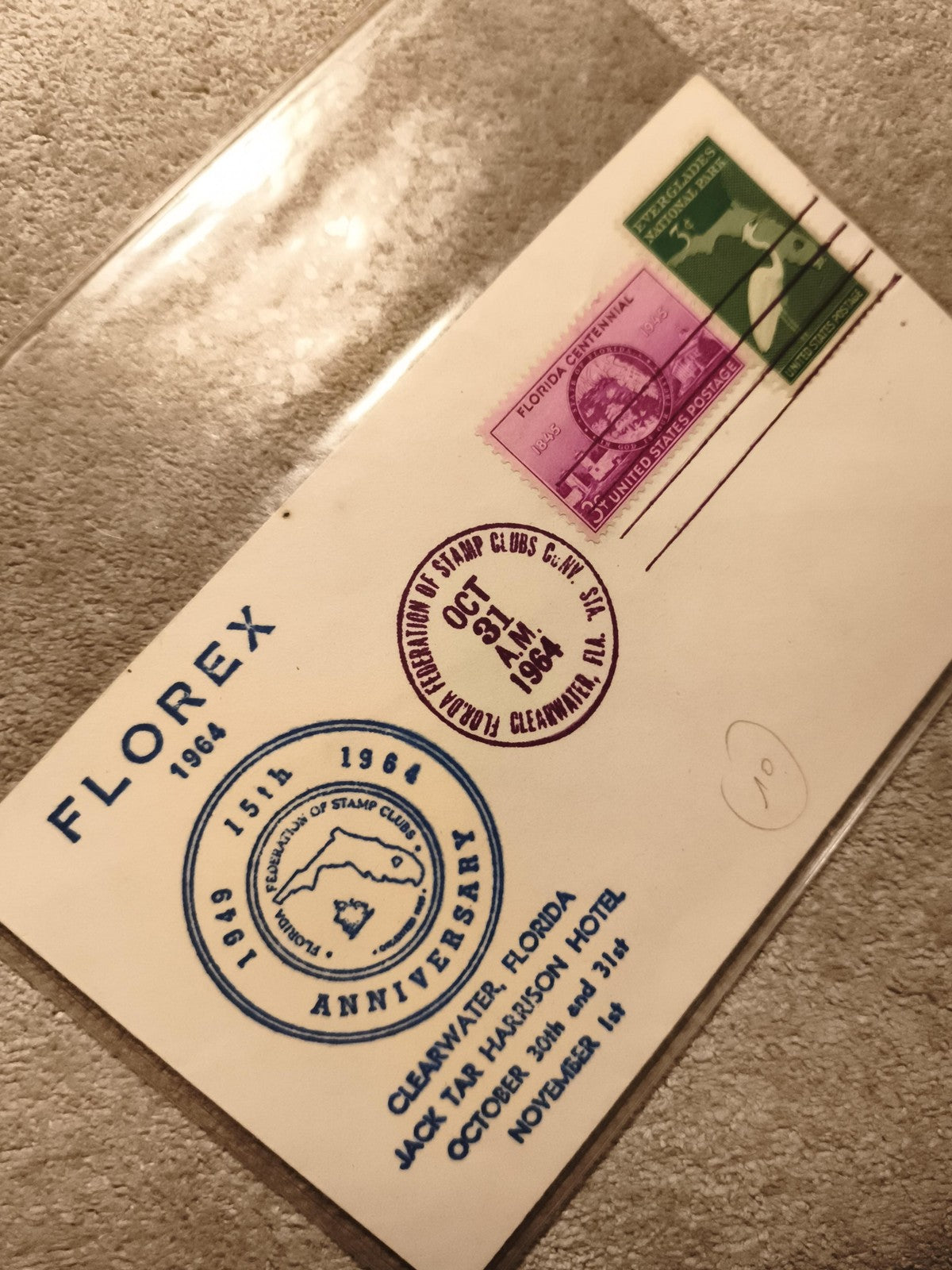 Enveloppe premier jour Florex 1964 USA timbres Florida Centennial Everglades