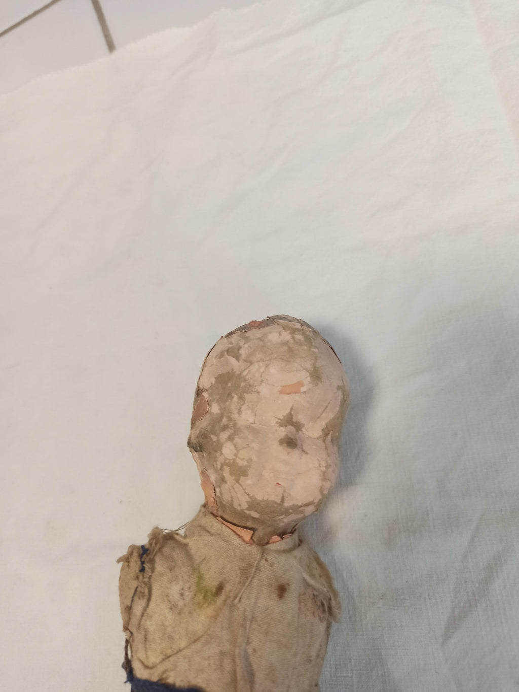 Poupée ancienne française XIXe, vêtement bleu, vintage rétro rare
