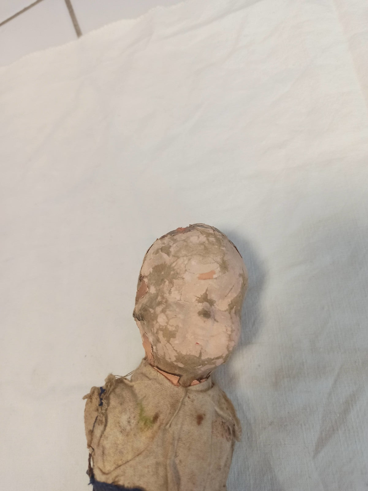 Poupée ancienne française XIXe, vêtement bleu, vintage rétro rare