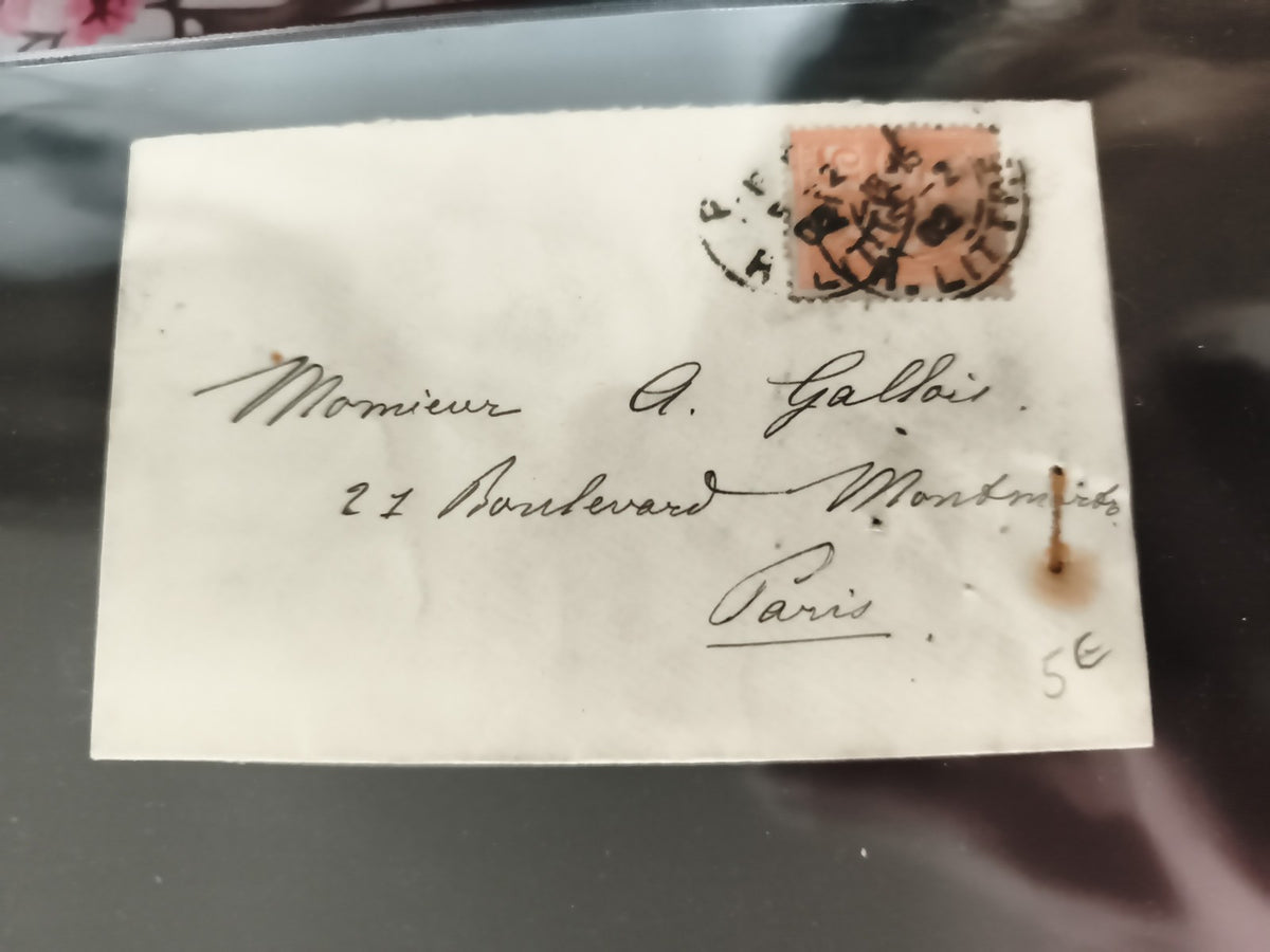 Lettre ancienne timbre oblitéré France XIXe, Paris Montmartre, philatélie vintag