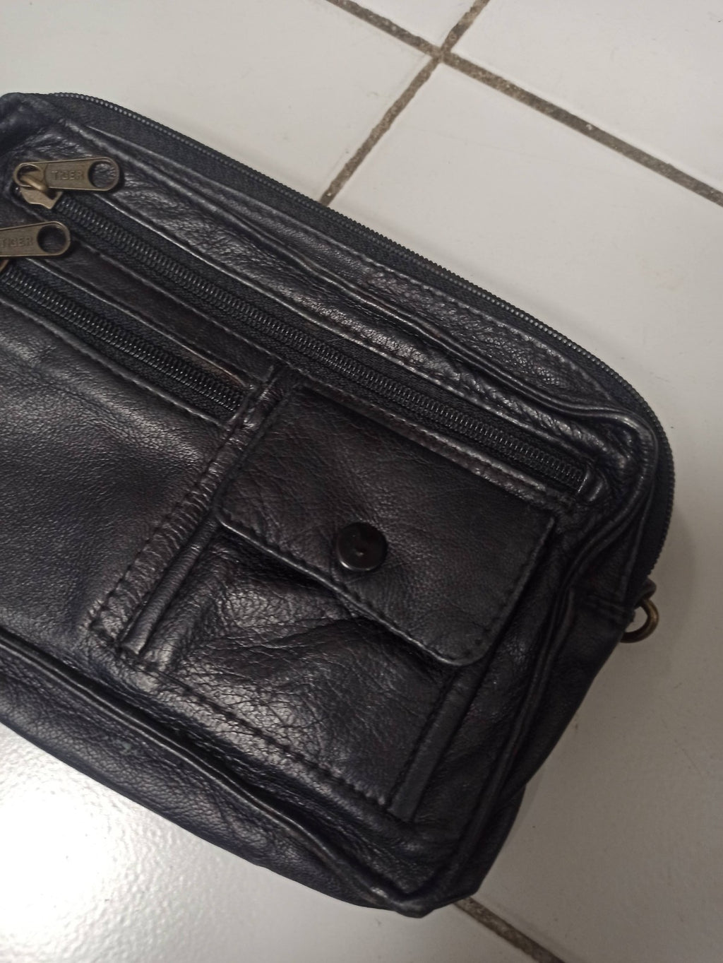 Sac trousse vintage cuir