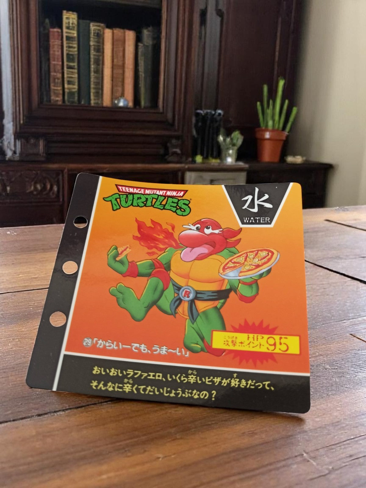 Carte Carddass TMNT vintage Tortues Ninja Raphael Japon 90s illustration pizza