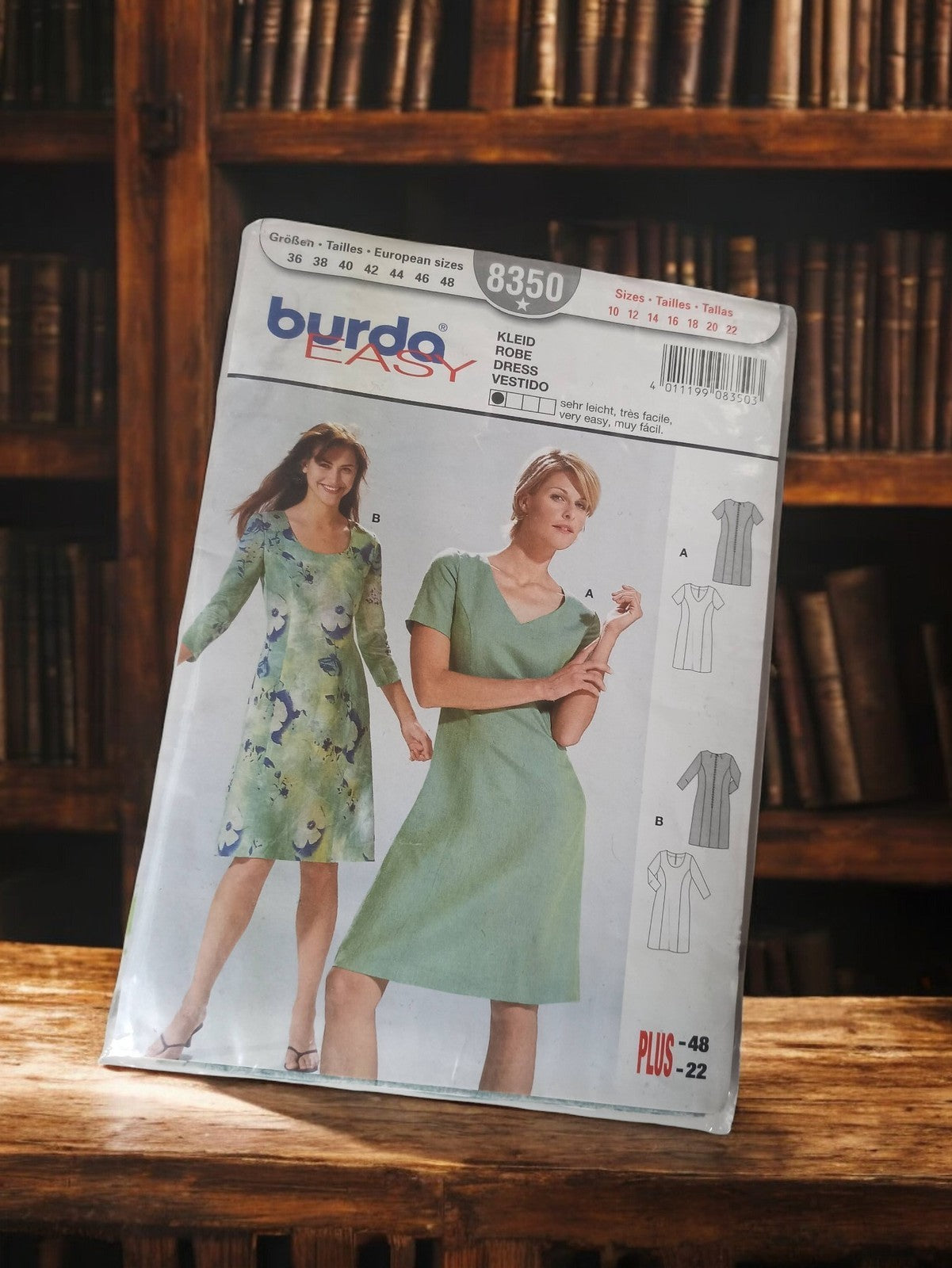 Patron robe Burda Easy 8350 vintage, modèle années 90, couture rétro ancien
