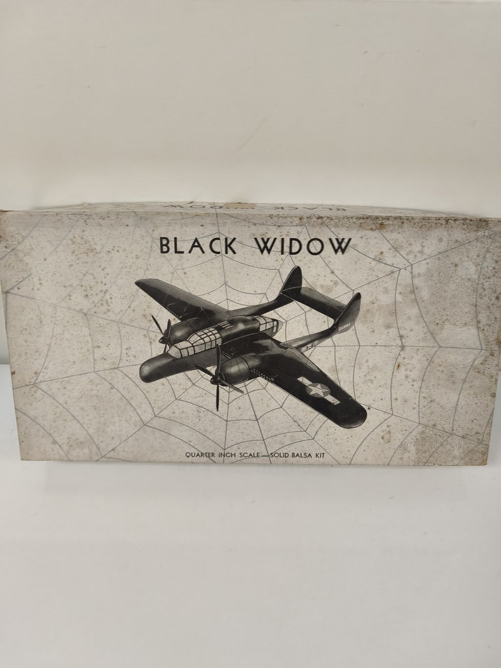 Hawk 1:48 Black Widow Vintage Kit avion balsa complet boîte illustrée