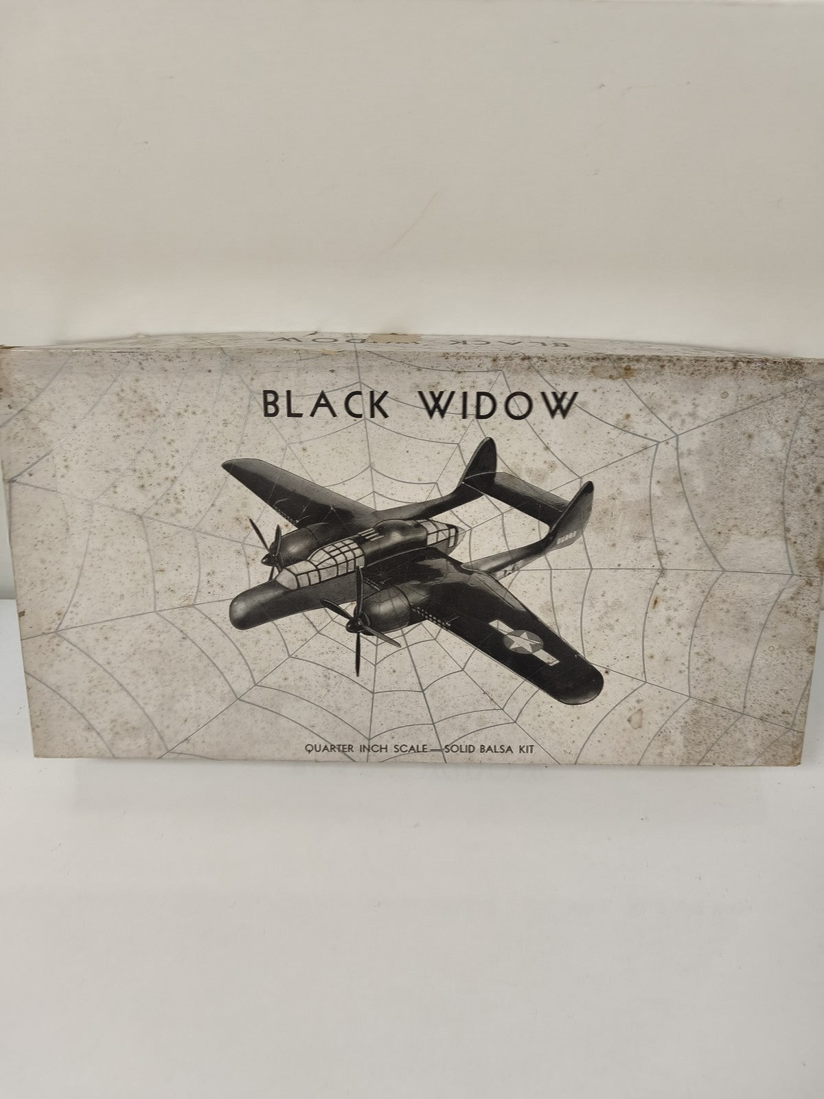 Hawk 1:48 Black Widow Vintage Kit avion balsa complet boîte illustrée