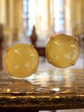 Boucles d’oreilles vintage à clip rondes jaune pâle rétro pinces