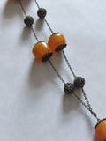 Collier ancien bakélite jaune ?uf vintage femme style bohème rétro MCM statement