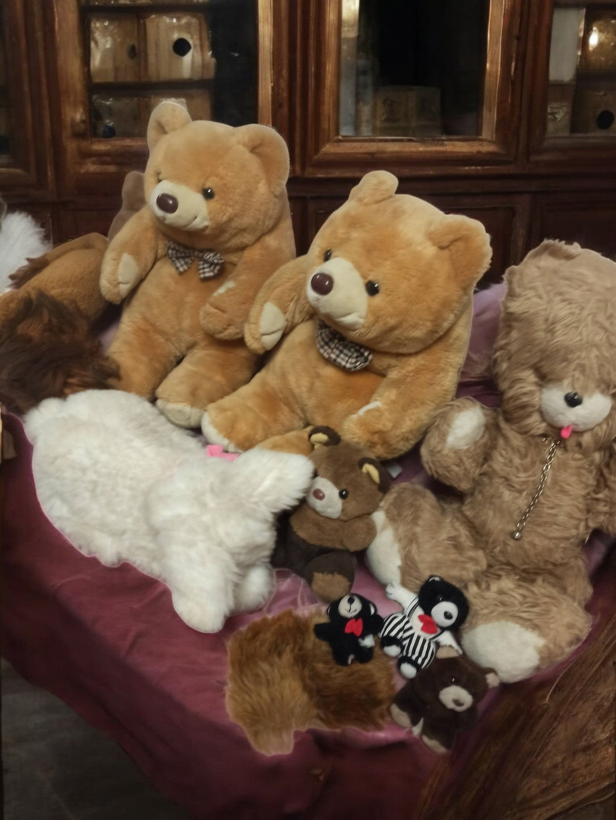 Lot ours en peluche vintage ancien 1960 rétro d'occasion peluches marron