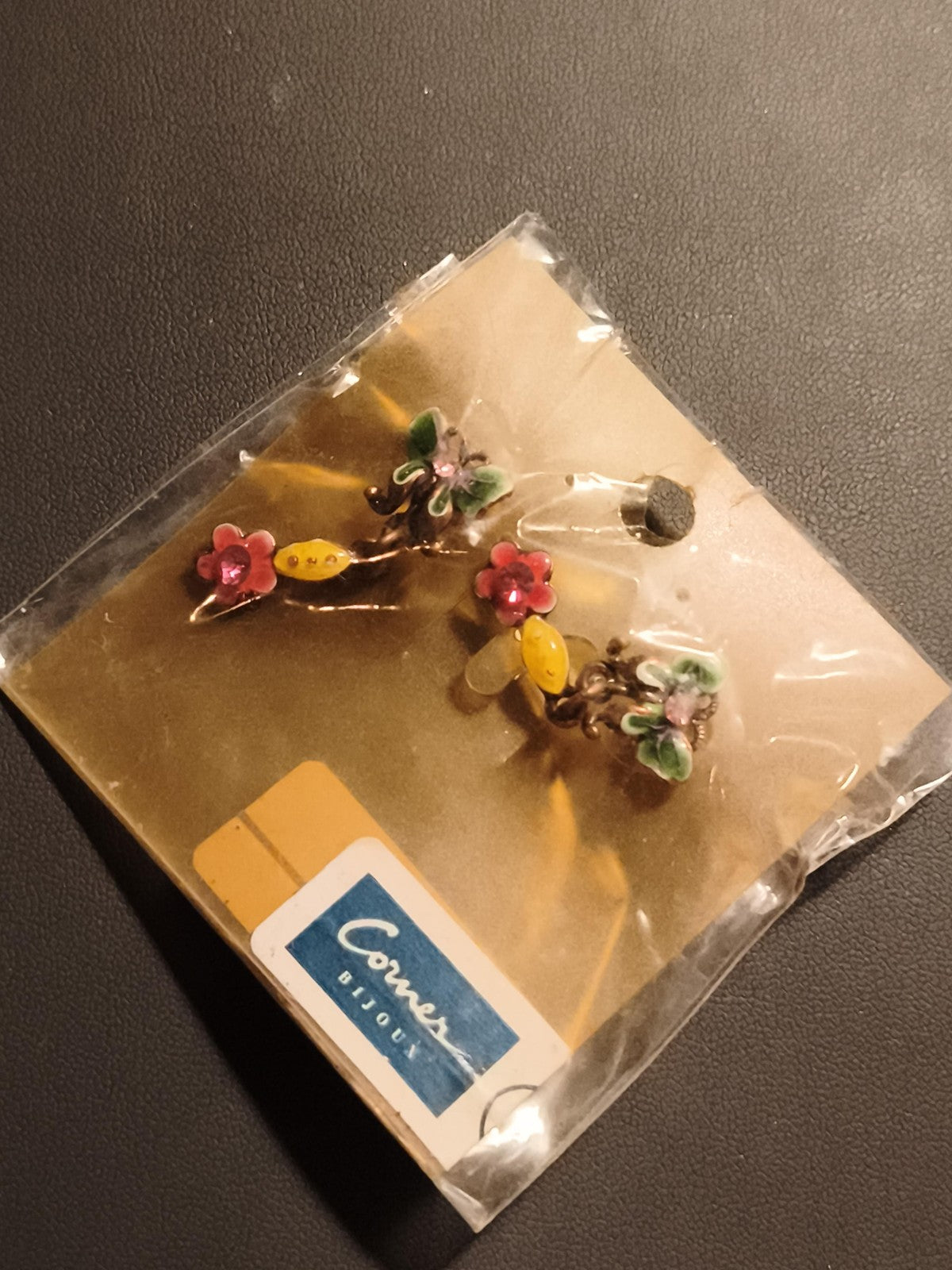 Boucles d’oreilles vintage Comex Bijoux fleurs émaillées deadstock clip