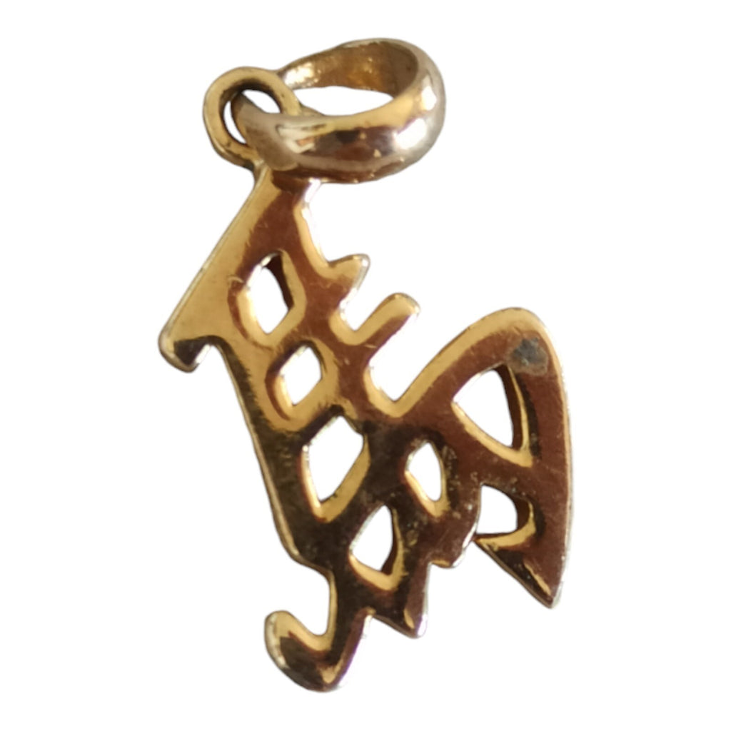Pendentif vintage "Cheval" doré, signe chinois, bijou porte-bonheur ancien