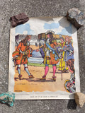 Ancienne affiche scolaire Fernand Nathan Louis XIV Versailles vintage illustrée