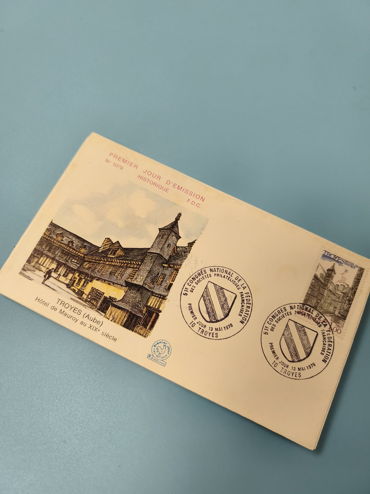 Enveloppe premier jour d?émission FDC Troyes Hôtel de Mauroy timbre illustré